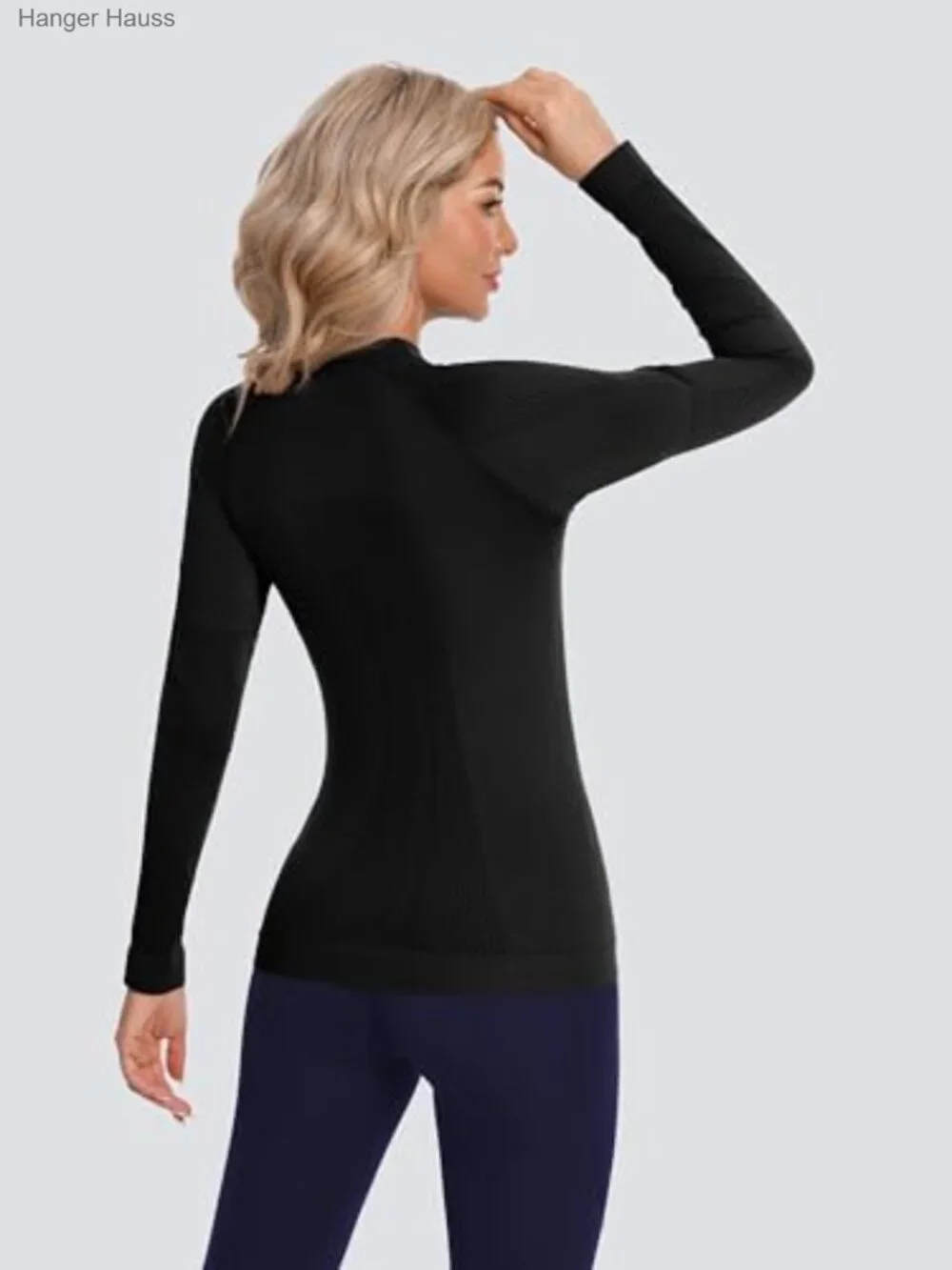 Seamless Quarter Zip Thermal Base Layer Top Long Sleeve Compression Workout_2